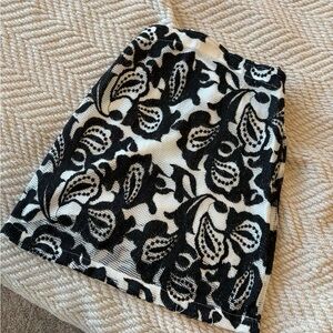 Maeve Black and White Patterned Mini Skirt